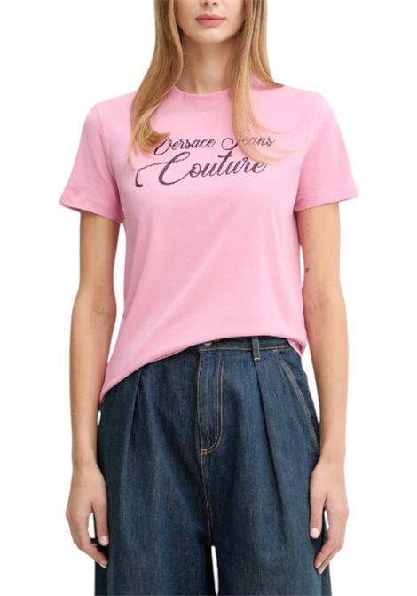 T-shirt regular con logo e cristalli VERSACE JEANS COUTURE | T-shirt | 79HAHT05 CJ03T459
